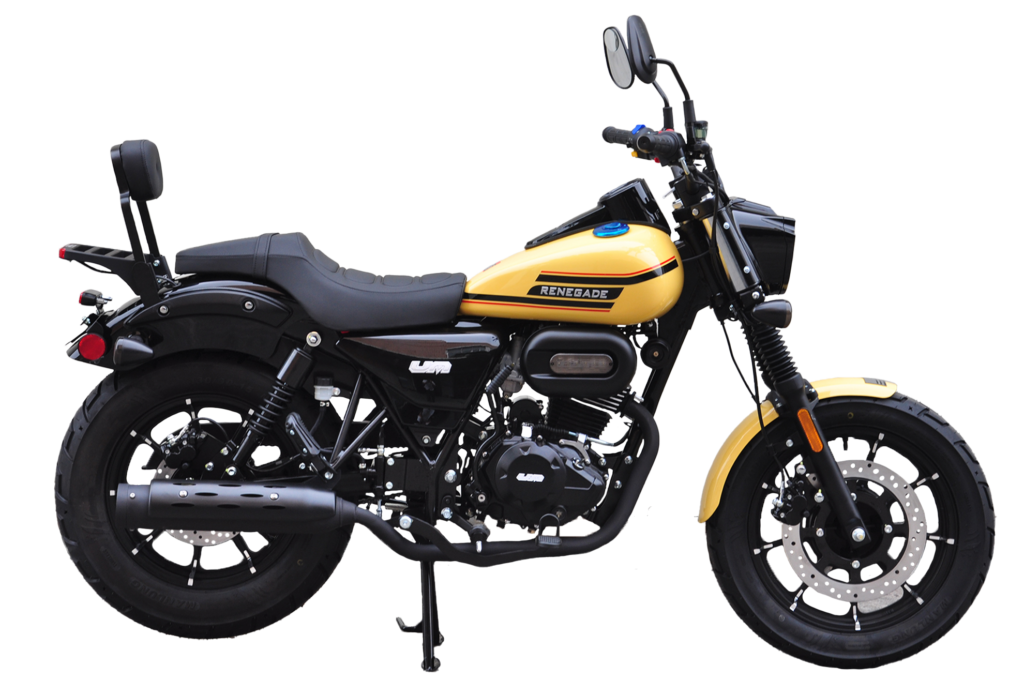 Moto UM Renegade Sport 200S cruiser urbana amarilla Venezuela.